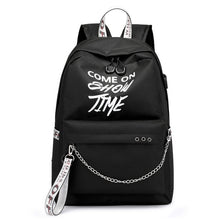 Load image into Gallery viewer, USB Hip Hop Ladies Backpack Off Fashion White Women Bags High Quality Large Capacity Student Bag Casual Travel Backpacks