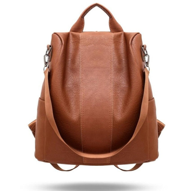 Female anti-theft backpack classic PU leather solid color backpack canta fashion shoulder bag