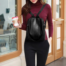 Load image into Gallery viewer, Female anti-theft backpack classic PU leather solid color backpack canta fashion shoulder bag

