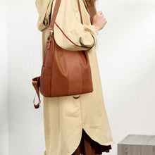 Load image into Gallery viewer, Female anti-theft backpack classic PU leather solid color backpack canta fashion shoulder bag
